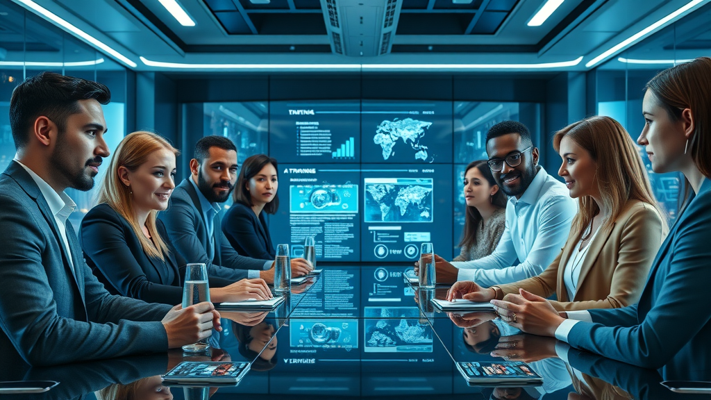 ethical persuasion vs manipulation - Diverse leadership team reviewing AI ethics guidelines in high-tech boardroom